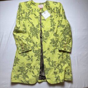 BURU x Jaimie Dewberry | Size M | Green Linen Floral Walking Coat | NWT ($398)